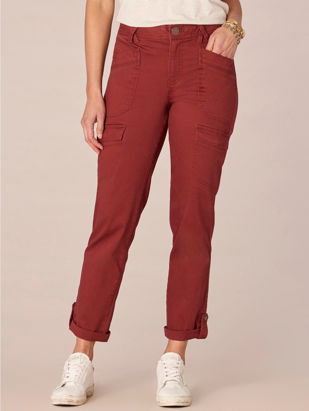Democracy Ab Solution Utility Pants 6 Fired Brick High Rise Roll Cuff